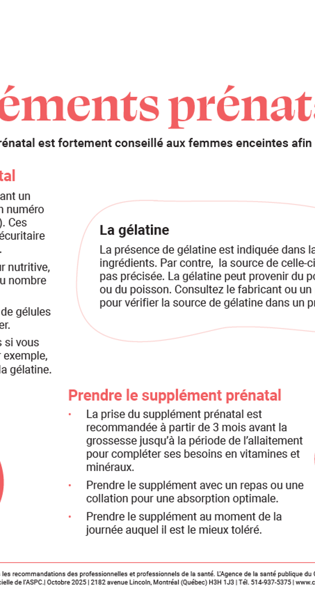 Les suppléments prénataux retrouvés sur le marché