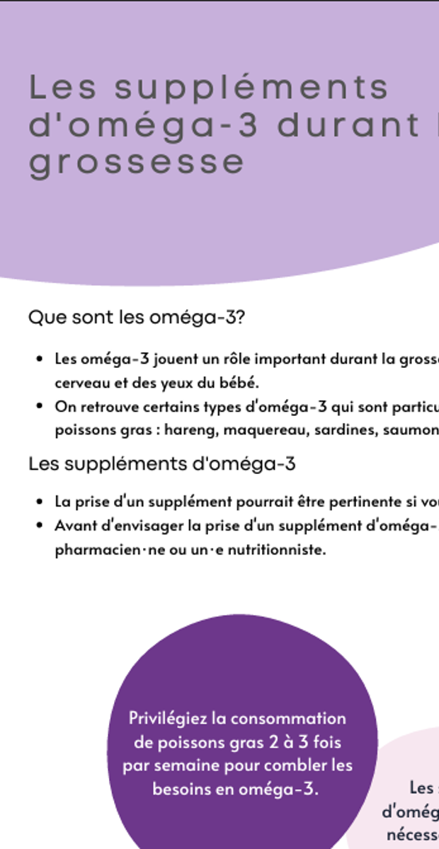 Les suppléments d'oméga-3 durant la grossesse