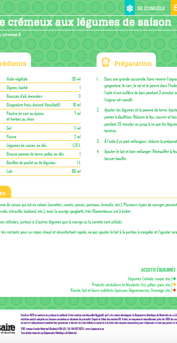 Potage crémeux aux légumes de saison